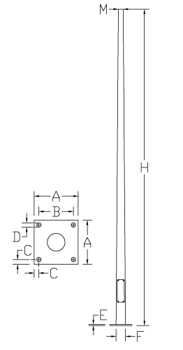 SC50 Straight Tapered Lighting Pole
