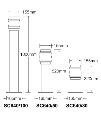 SC640 Bollard : Glass Diffuser